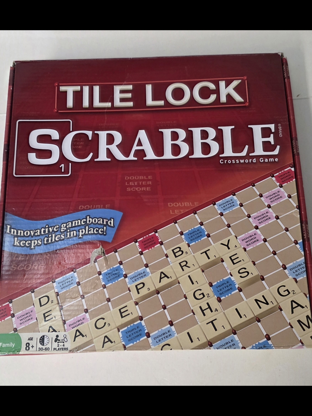 Tile Lock Scrabble Board Game, Board Holds Tiles in Place, Game for 2-4 Players,